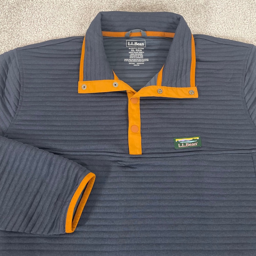 LL Bean Airlight Knit Pullover Mens Extra Large Snap Neck Performance Light